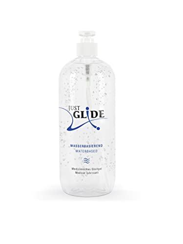 Just Glide Gleitgel 1000 ml – Natürliches Gleitmittel auf Wasserbasis für sie und ihn, ergiebiges Aqua Gleitgel, 100% vegan