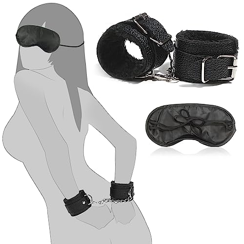 BDSMYOU Handschellen Sex Bett Plüsch & Augenmaske,Bondageset Fessel Set,Handcuffs Handfesseln & Augenbinde Sex Bett,BDSMs Spielzeug Hart,Fesseln Sex Set,BDSMs Fesseln Set,Sex Spielzeug Beide
